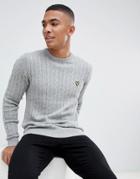 Lyle & Scott Cable Knit Crew Neck Wool Blend Sweater In Light Gray - Gray