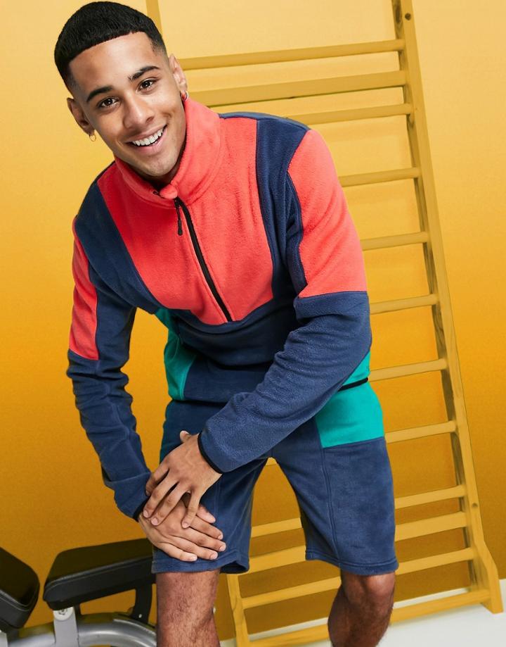 Asos 4505 Fleece With Contrast Panels-navy