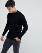 Brave Soul Soft Oversize Crew Neck Knit Sweater - Black