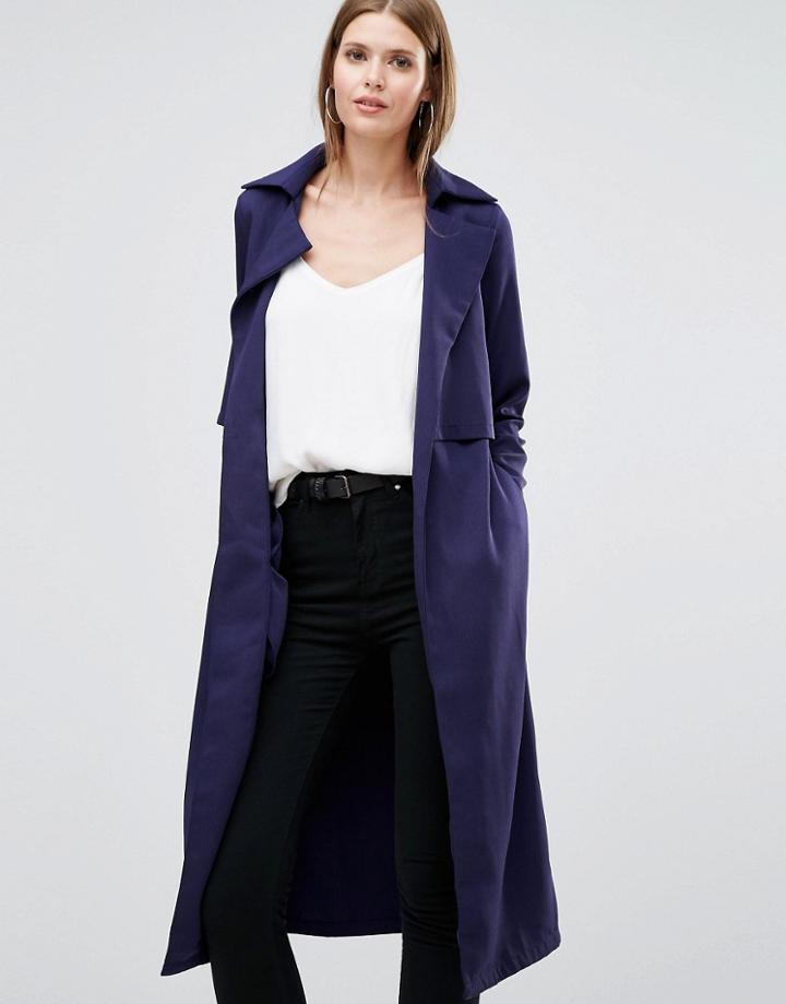 Oh My Love Trench Coat With Belt - Navy
