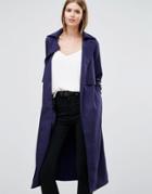 Oh My Love Trench Coat With Belt - Navy