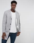 Selected Homme Wool Mix Overcoat - Gray