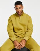 Topman Half Zip Sweatshirt In Olive - Part Of A Set-green