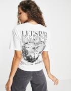 Asos Design Oversized T-shirt With Let's Dance Poster Graphic Print With Glitter Print-white
