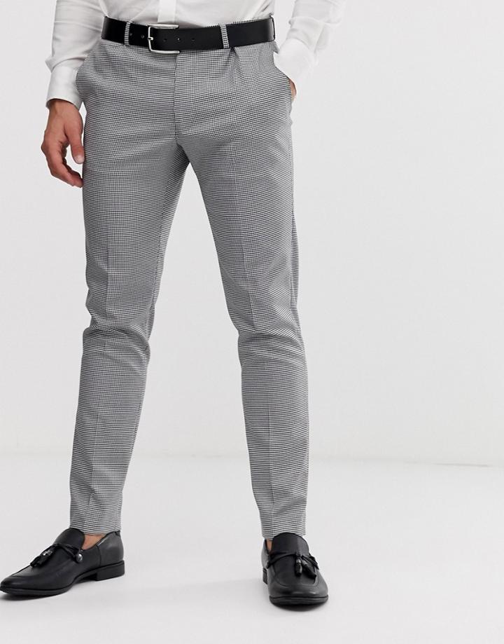 Burton Menswear Suit Pants In Black Puppytooth - Black