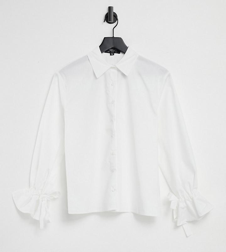 Outrageous Fortune Exclusive Oversized Poplin Shirt With Tie Cuffs In White