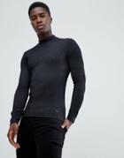 Esprit Muscle Fit Turtleneck Sweater In Black - Black