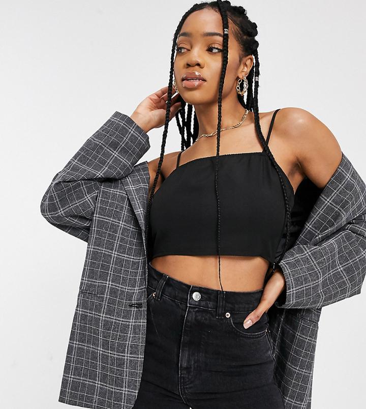 Naanaa Tall Crop Top 3 Piece Suit In Black