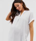 New Look Maternity Sleeveless Stand Collar Shirt In White - White