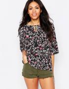 Daisy Street Smock Top In Paisley Print - Black