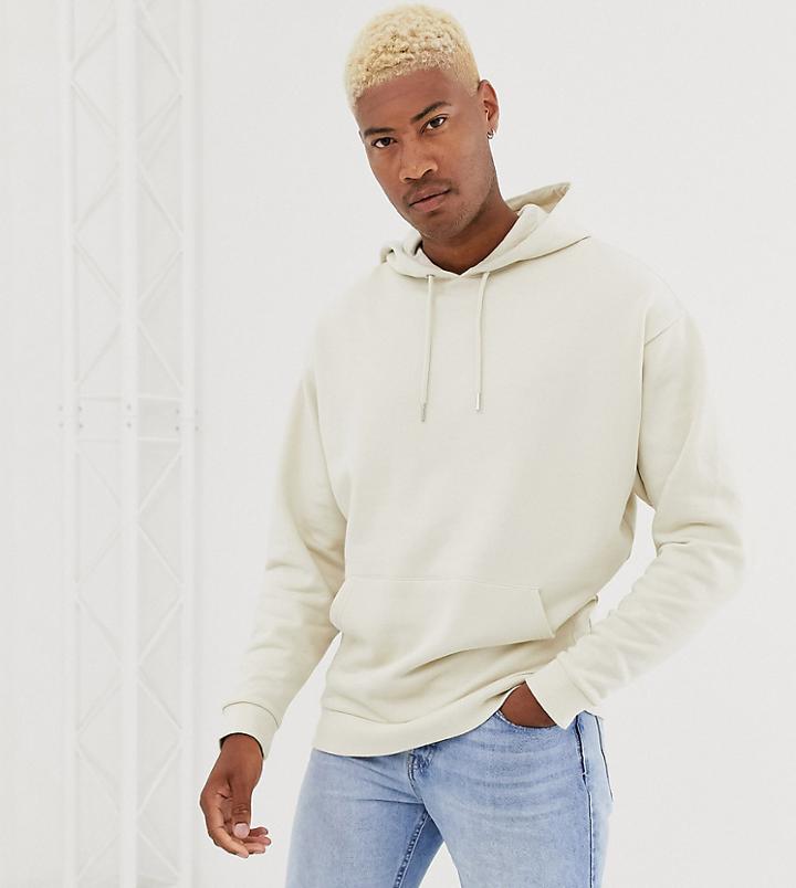 Asos Design Tall Oversized Hoodie In Beige