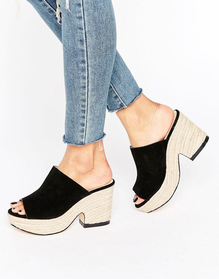Truffle Collection Lenka Espadrille Platform Mules - Black