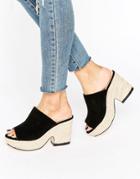Truffle Collection Lenka Espadrille Platform Mules - Black