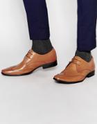Front Lace Up Smart Shoes In Tan - Tan