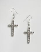 Krystal Swarvovski Crystal Skinny Cross Earrings - Silver