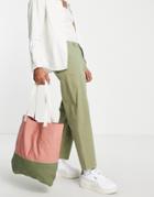 Asos Design Balloon Fit Chino Pants In Light Khaki-green