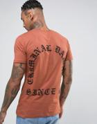 Criminal Damage T-shirt With Back Print - Orange