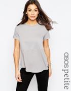 Asos Petite Contrast Ribbed Panel T-shirt - Gray