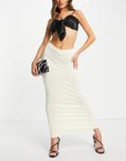 Missyempire Body-conscious Maxi Skirt In Cream-white