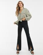 & Other Stories Split Hem Flared Pants In Black - Black