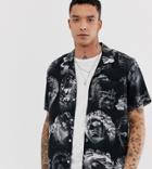 Heart & Dagger All Over Print Greek Face Shirt - Black
