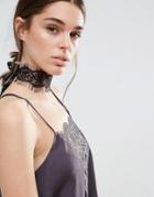 Johnny Loves Rosie Lace & Tie Up Choker - Black