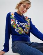 Love Moschino Tropical Logo Sweater - Blue
