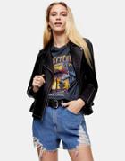 Topshop Super-rip Recycled Cotton Blend Denim Shorts In Mid Wash Blue-blues