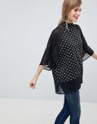Asos Sheer And Solid Oversize Tee In Polka Dot - Multi