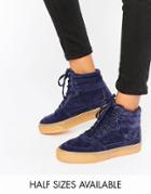 Asos Duke Lace Up High Top Trainers - Blue