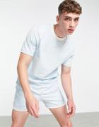 Puma Classics Logo Ringer T-shirt In Pastel Blue-blues