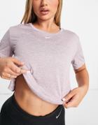 Nike Training Dri-fit One Crop T-shirt In Dusty Purple Heather