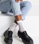 Asos Design Wide Fit Midnight Chunky Lace Up Flat Shoes In Black