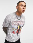 Asos Design T-shirt With Burna Boy Print In Gray Tie Dye-grey