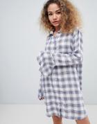 En Creme Long Sleeve Check Shirt Dress-multi