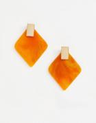 Asos Design Front And Back Earrings With Resin Shape In Gold - Gold