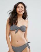 Warehouse Textured Dotty Bikini Top - Navy