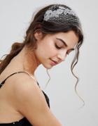 Vixen Silver Vintage Style Headband With Floral Embelishment And Veil - Silver
