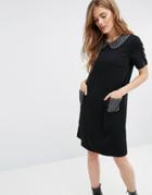 Traffic People Miss Marple Polly Dress With Metallic Trims - Black