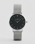 Elie Beaumont Watch With Black Dial And Silver Mesh Strap - Silver