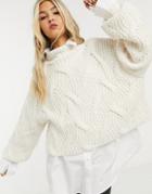 Free People Seasons Change Balloon Sleeve Sweater In Cream-white