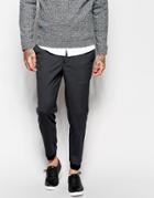 Asos Skinny Fit Smart Joggers With Rib Cuff - Charcoal