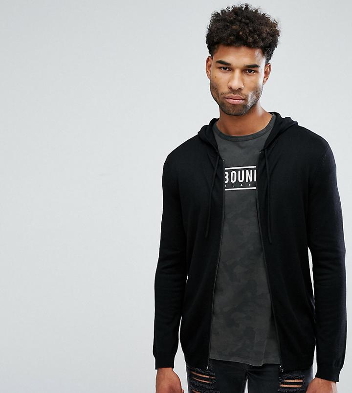 Asos Tall Knitted Hoodie In Black - Black