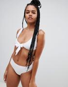 Luxe Palm High Leg Bikini Bottom In White - White