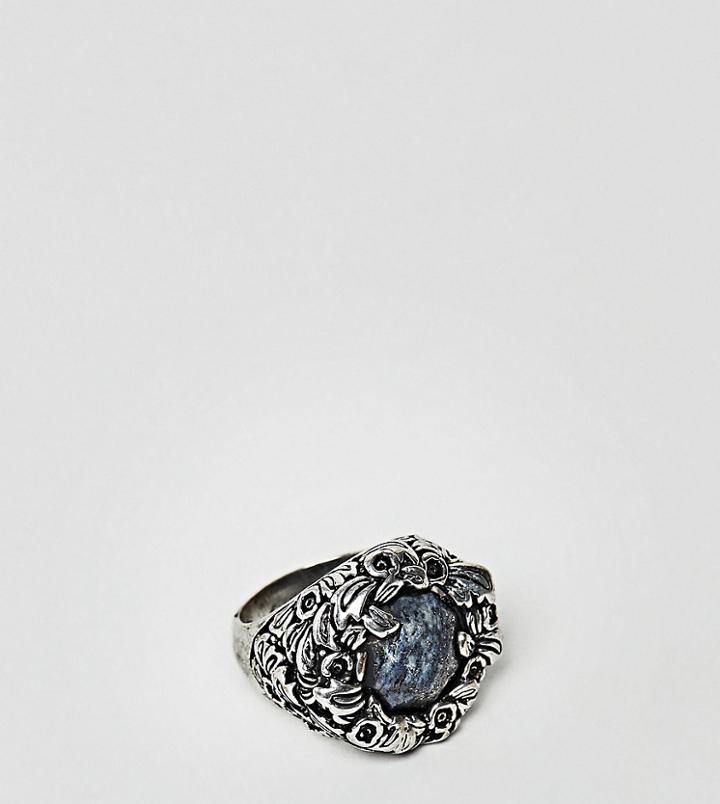 Reclaimed Vintage Inspired Silver Ring With Semi Precious Blue Stone Exclusive To Asos - Silver