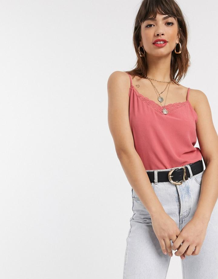Vila Lace V Neck Cami-red