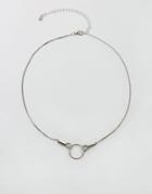 Asos Open Circle Short Pendant Necklace - Silver