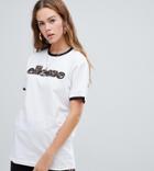 Ellesse Relaxed T-shirt With Front Logo In Leopard Print - White