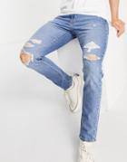 Levi's 512 Slim Tapered Fit Distressed Jeans In Mid Wash Blue-blues
