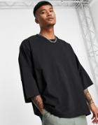 Asos Design Oversized Heavyweight T-shirt With Dropped Hem In Black